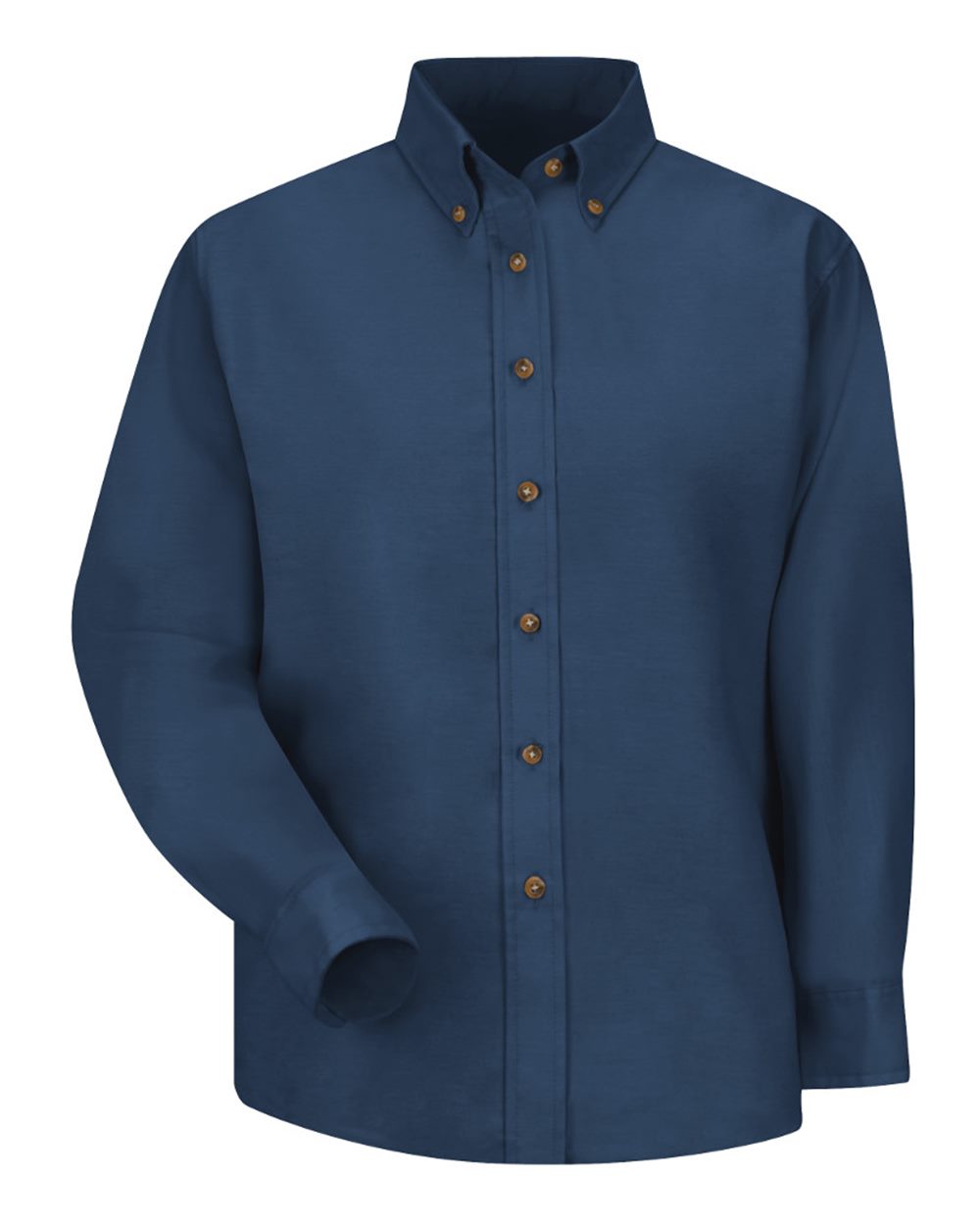 Front View of Navy Women's Poplin Dress Shirt - SP91