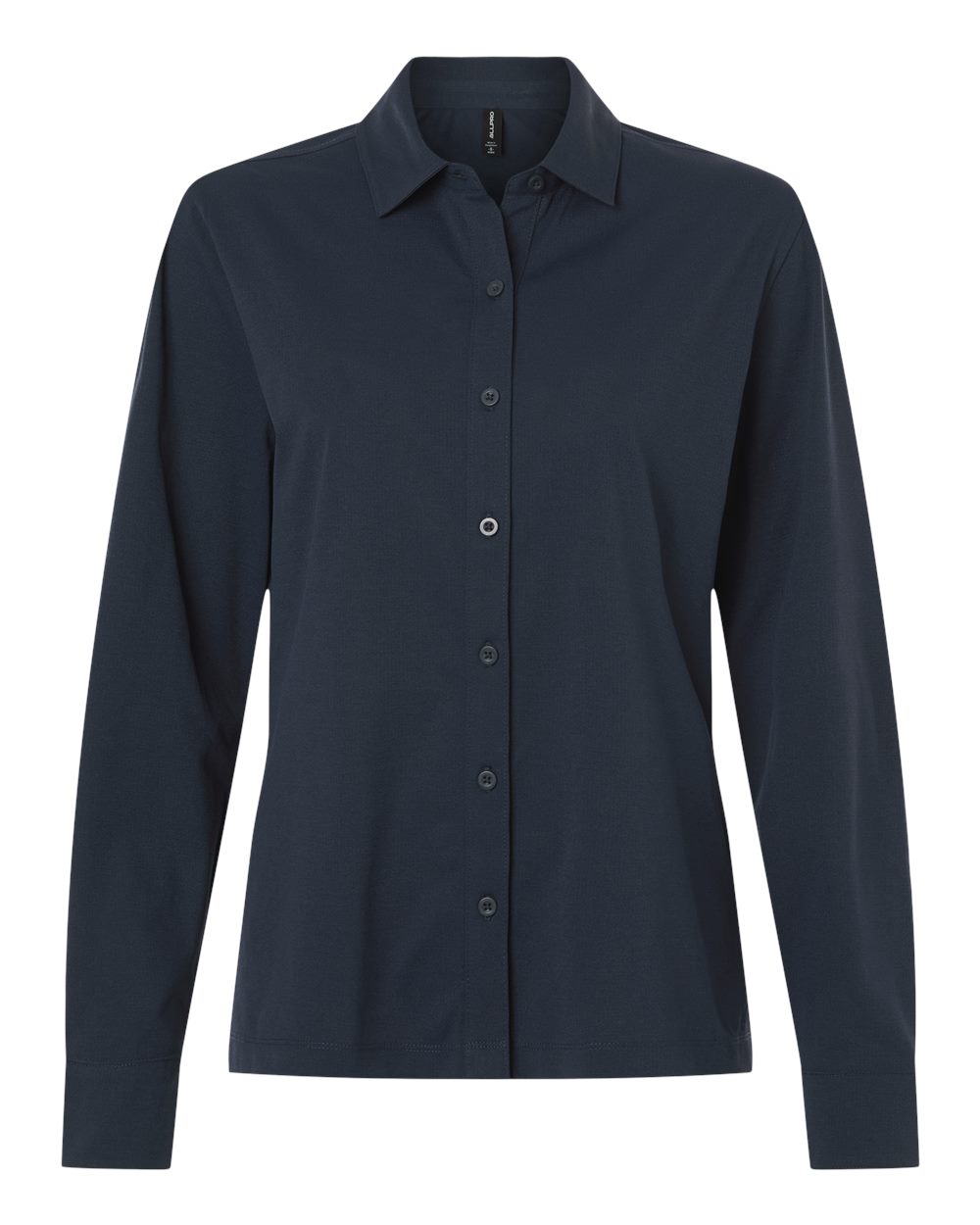 Front View of Navy Women's Pro-Flex Sorona® Button Down Shirt - 41SPLL