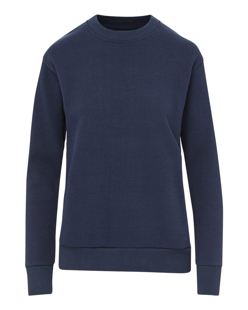 Front View of Navy Women's Raelynn Cloud Fleece Crewneck Sweatshirt - W23140 plain