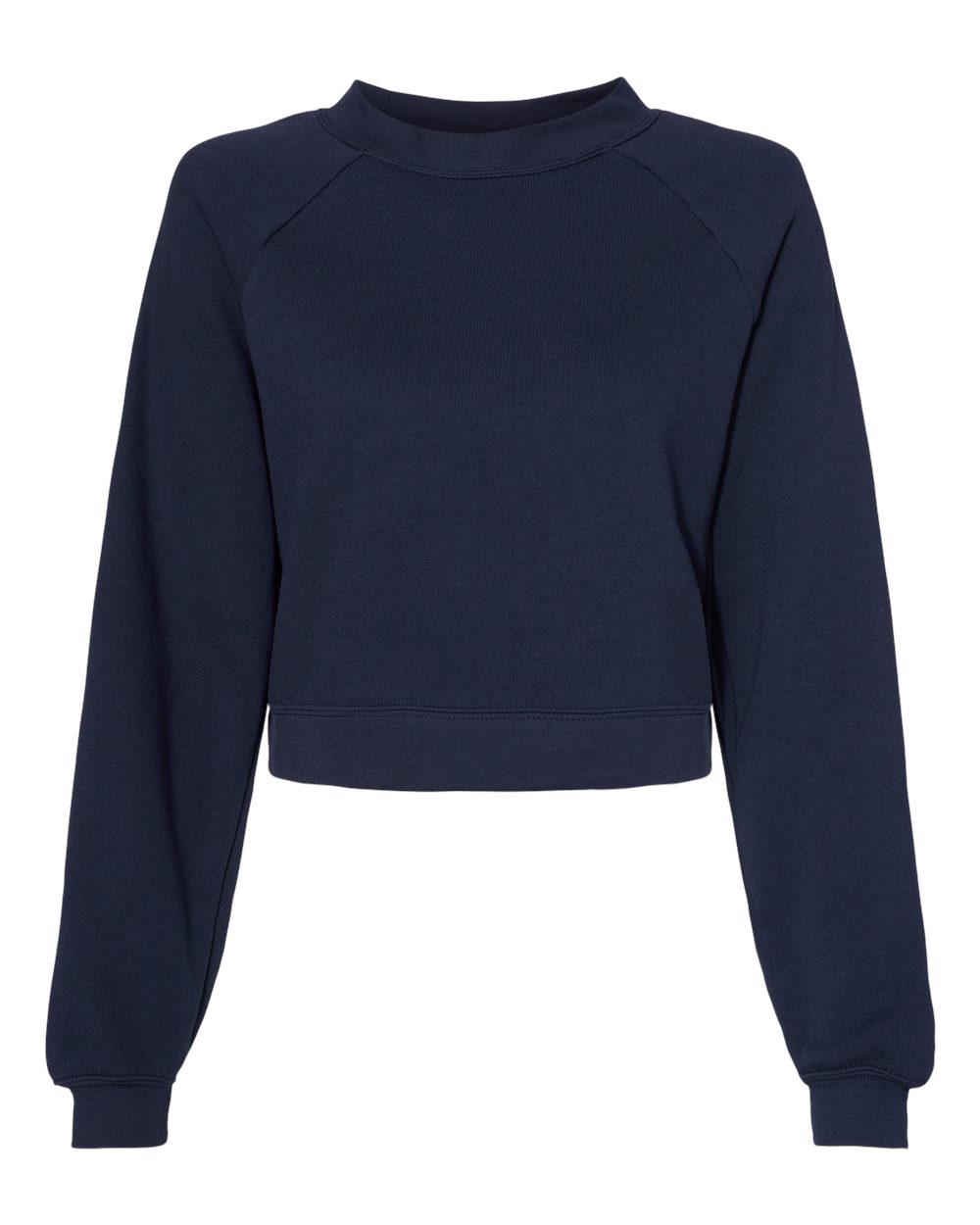 Front View of Navy Women's Raglan Pullover Fleece - 7505