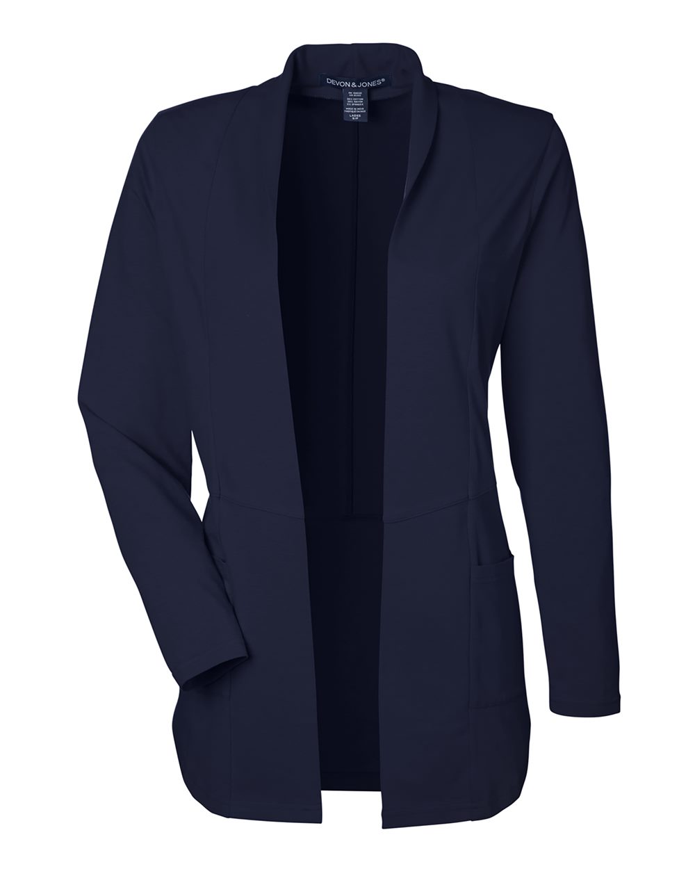 Front View of Navy Women's Raleigh Stretch Cardigan - DP125W