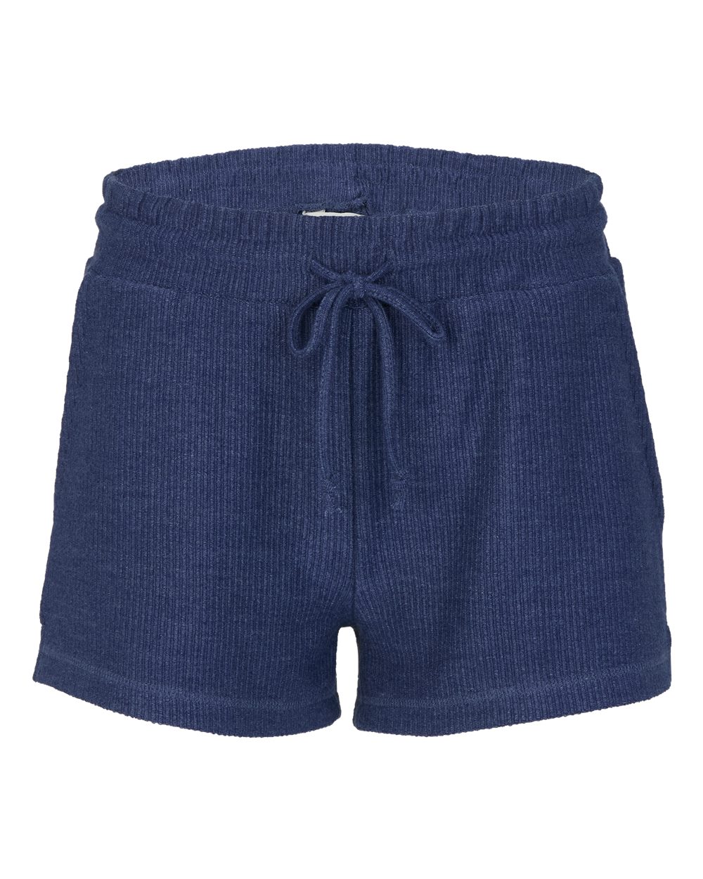 Front View of Navy Women&#39;s Ribbed Knit Shorts - BW6506