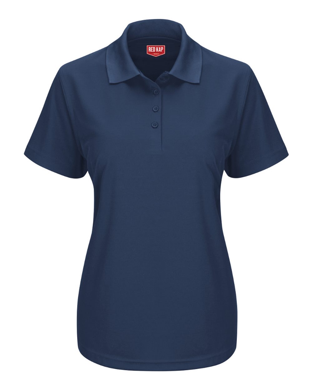 Front View of Navy Women's Short Sleeve Performance Knit Pocketless Core Polo - SK97