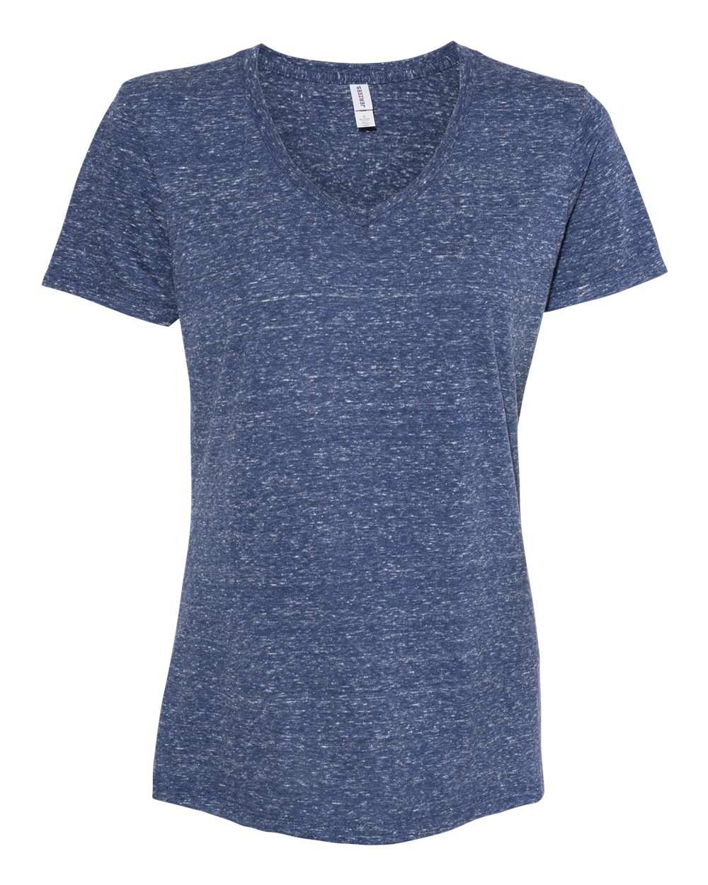 Front View of Navy Women's Snow Heather Jersey V-Neck T-Shirt - 88WVR