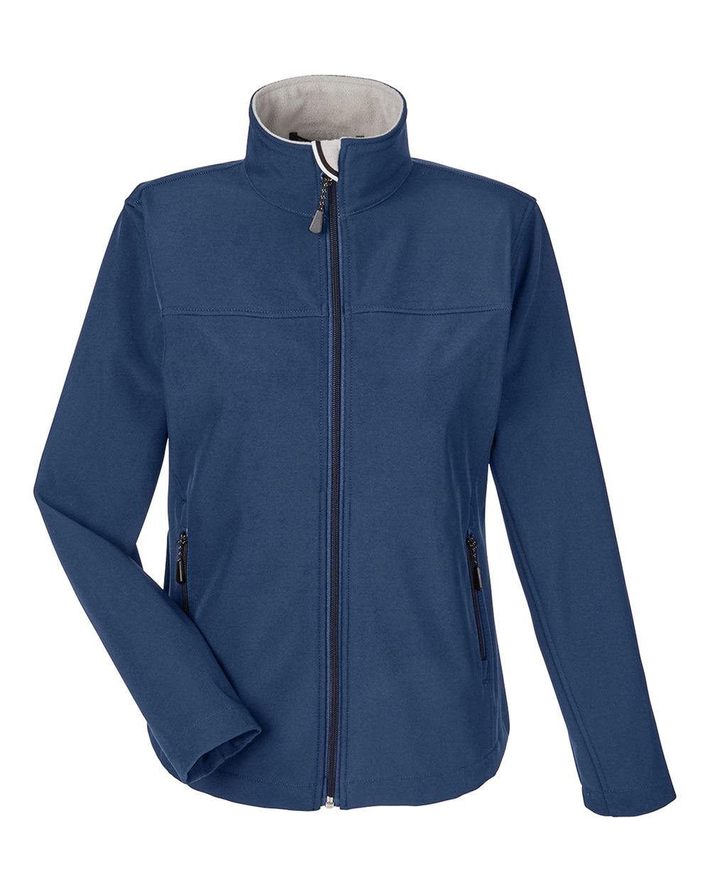 Front View of Navy Women's Soft Shell Jacket - D995W