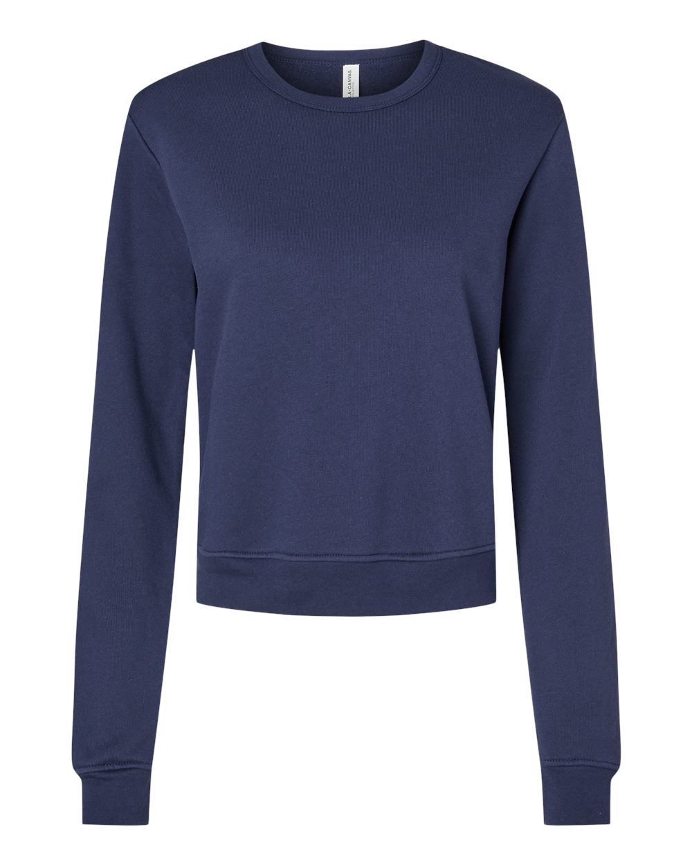 Front View of Navy Women's Sponge Fleece Classic Crewneck Sweatshirt - 7511
