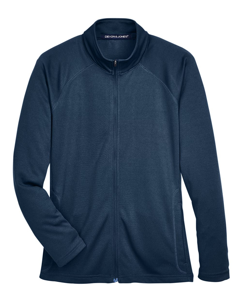 Front View of Navy Women's Stretch Tech-Shell® Compass Full-Zip Jacket - DG420W
