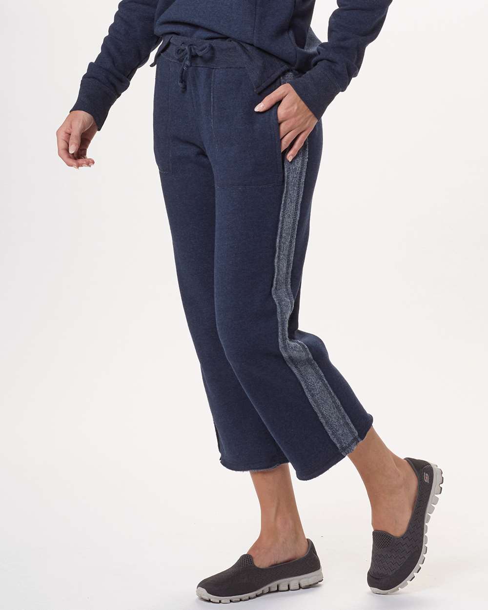 Front View of Navy Women's Travel Crop Pants - BW6202