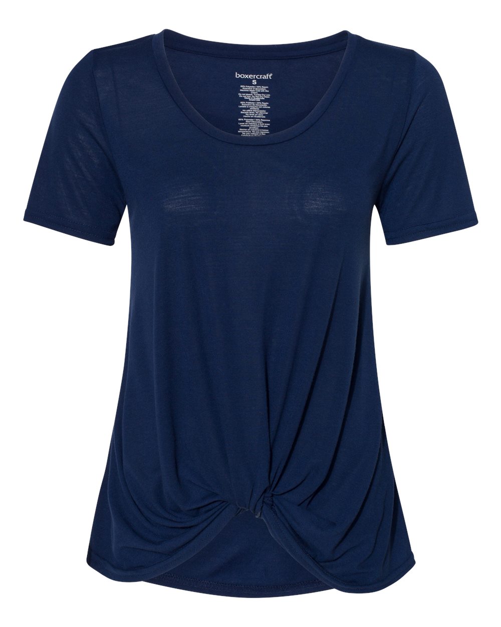 Front View of Navy Women's Twisted T-Shirt - T52