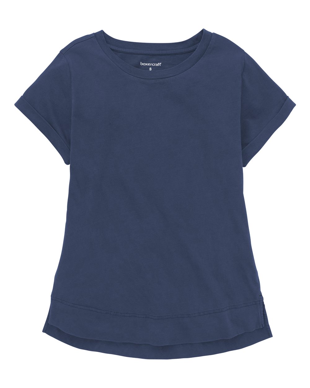 Front View of Navy Women's Vintage Cuff T-Shirt - T57