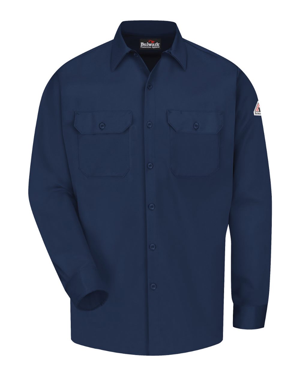 Front View of Navy Work Shirt - EXCEL FR® ComforTouch - SLW2 plain