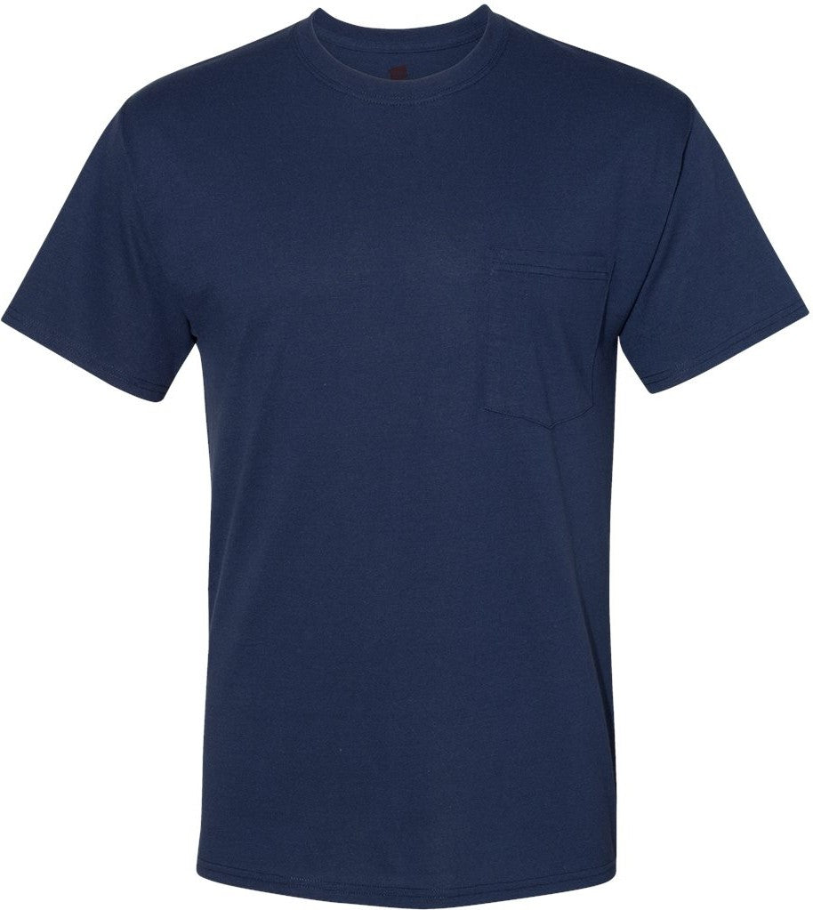 Front View of Navy Workwear Pocket T-Shirt - W110