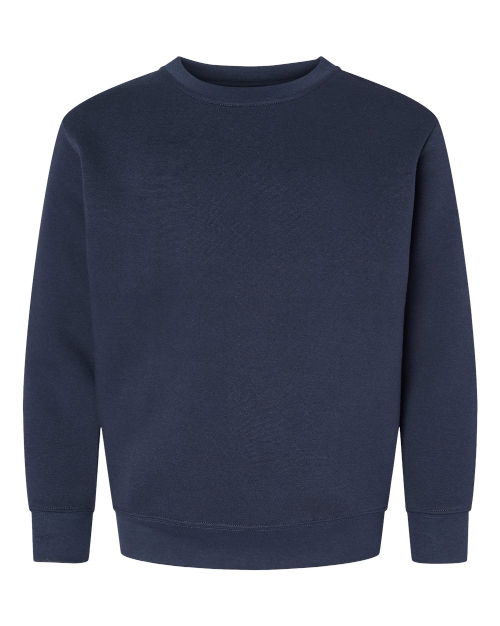 Front View of Navy Youth Elevated Fleece Crewneck Sweatshirt - 2225