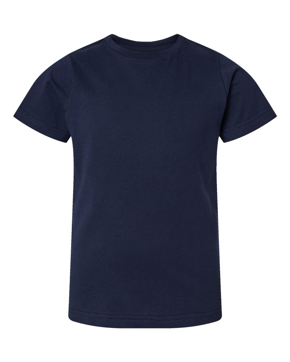 Front View of Navy Youth Fine Jersey Tee - 6101