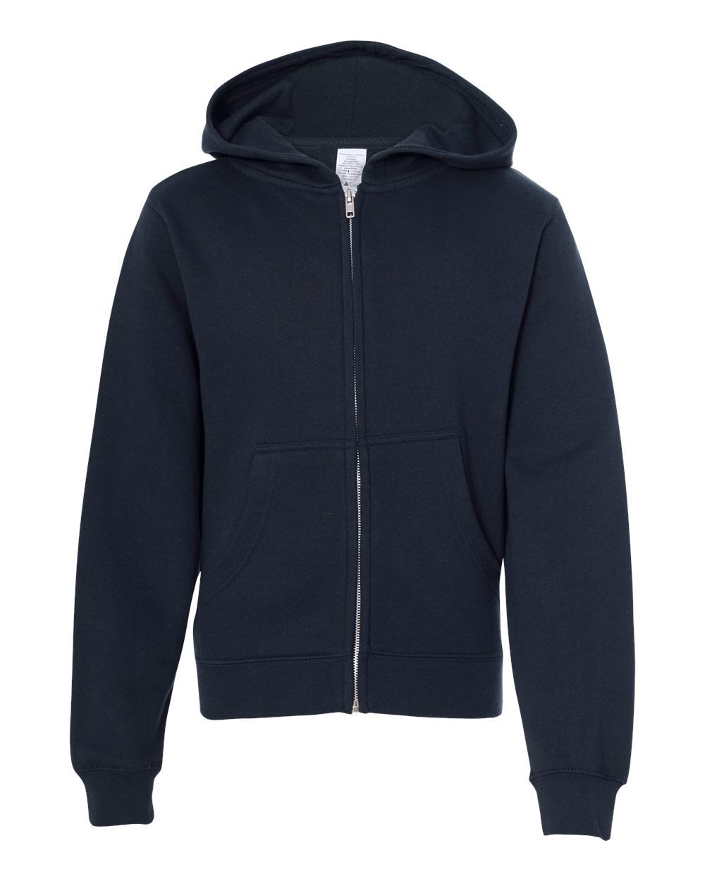 Front View of Navy Youth Midweight Full-Zip Hooded Sweatshirt - SS4001YZ