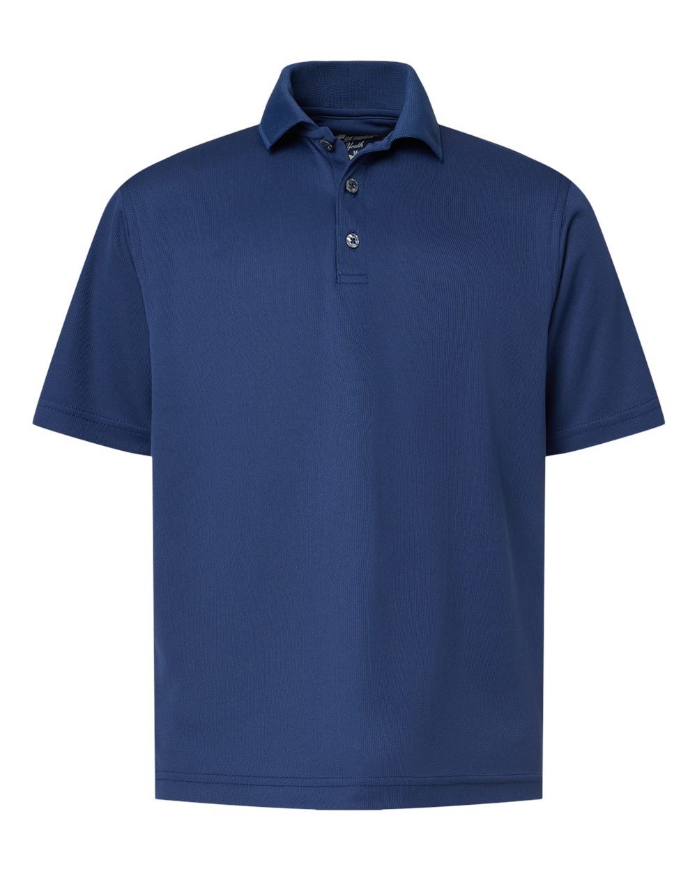 Front View of Navy Youth Saratoga Performance Mini Mesh Polo - 108Y