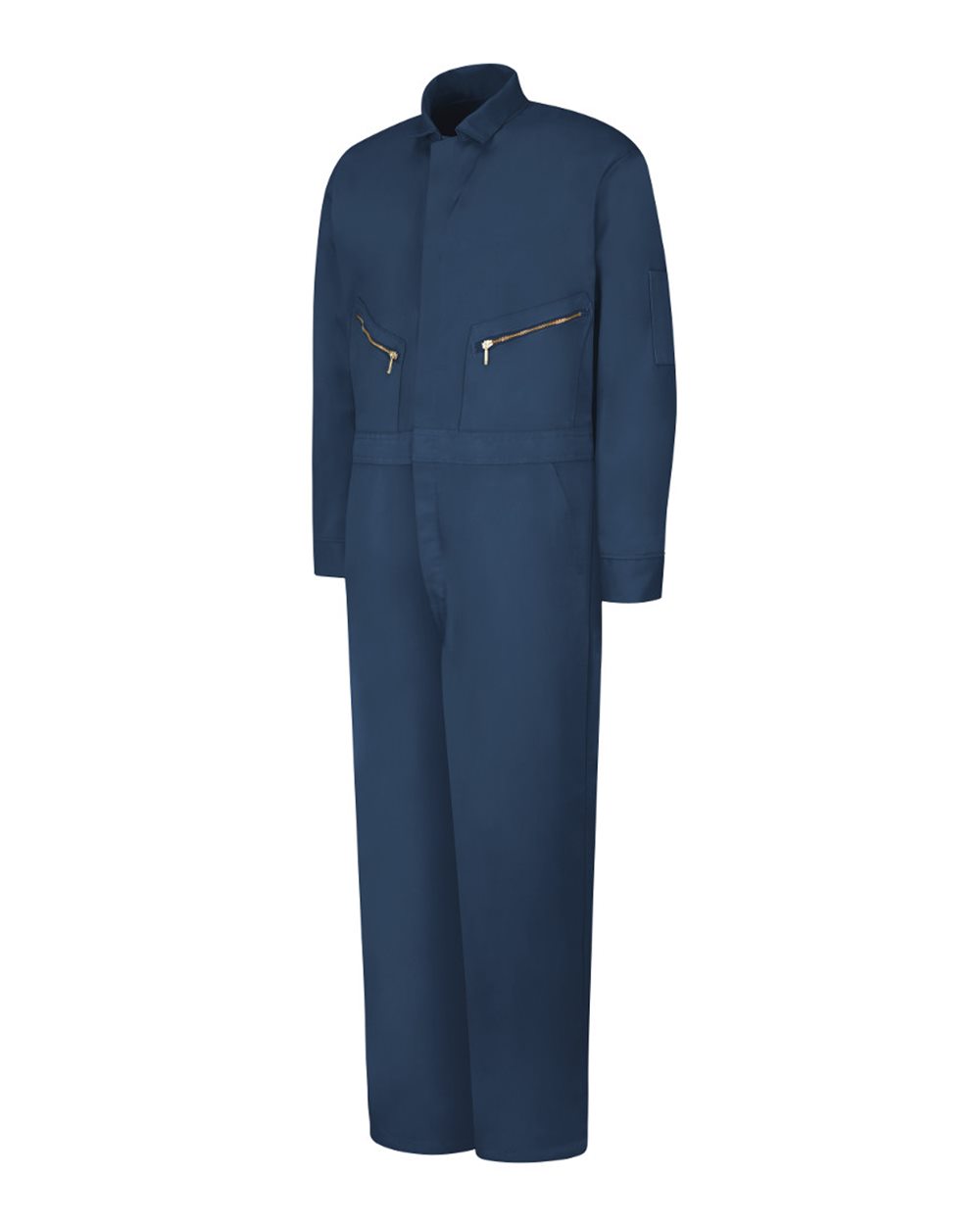 Front View of Navy Zip-Front Cotton Coverall - Tall Sizes - CC18T