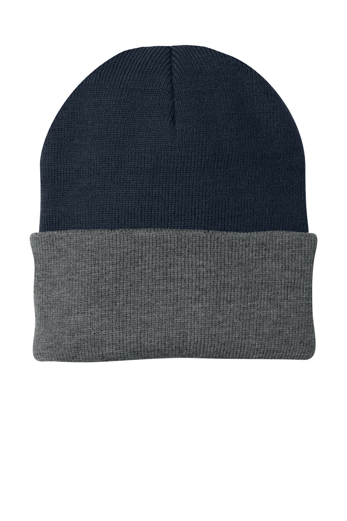 Front View of Navy/Ath Oxfrd Port Authority Knit Cap. CP90