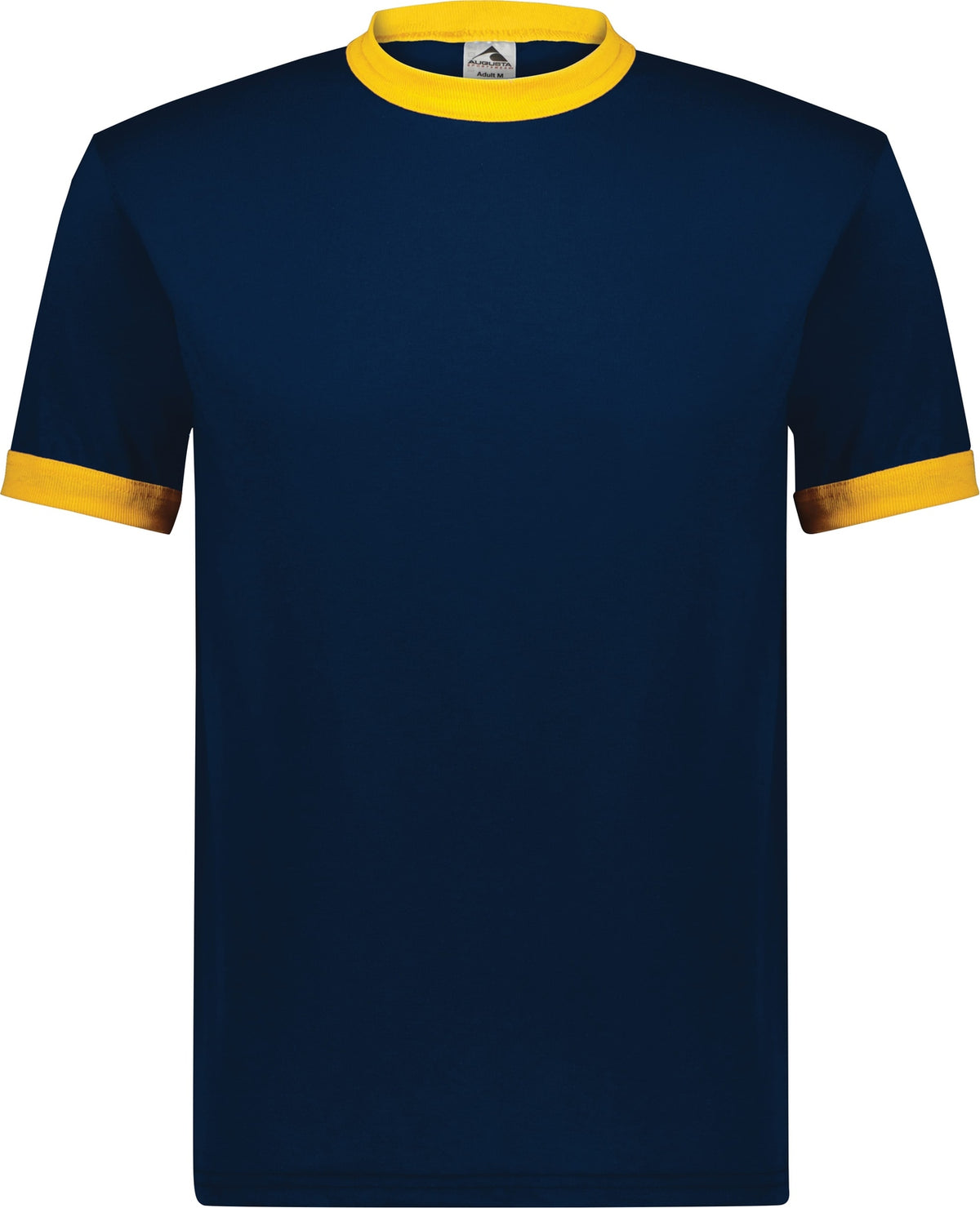 Front View of NAVY/GOLD ADULT RINGER T-SHIRT