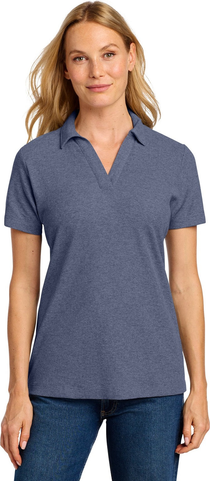 Front View of NavyHthr Port Authority Women's C-FREE Cotton Blend Pique Polo LK867