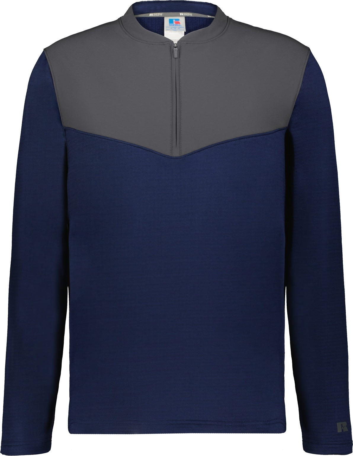 Front View of NAVY/STEALTH SIDELINE GRID 1/4 ZIP PULLOVER