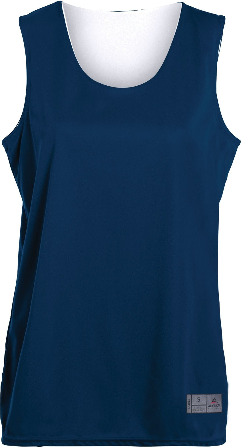 Front View of NAVY/WHITE LDS REVERSIBLE WICKING TANK