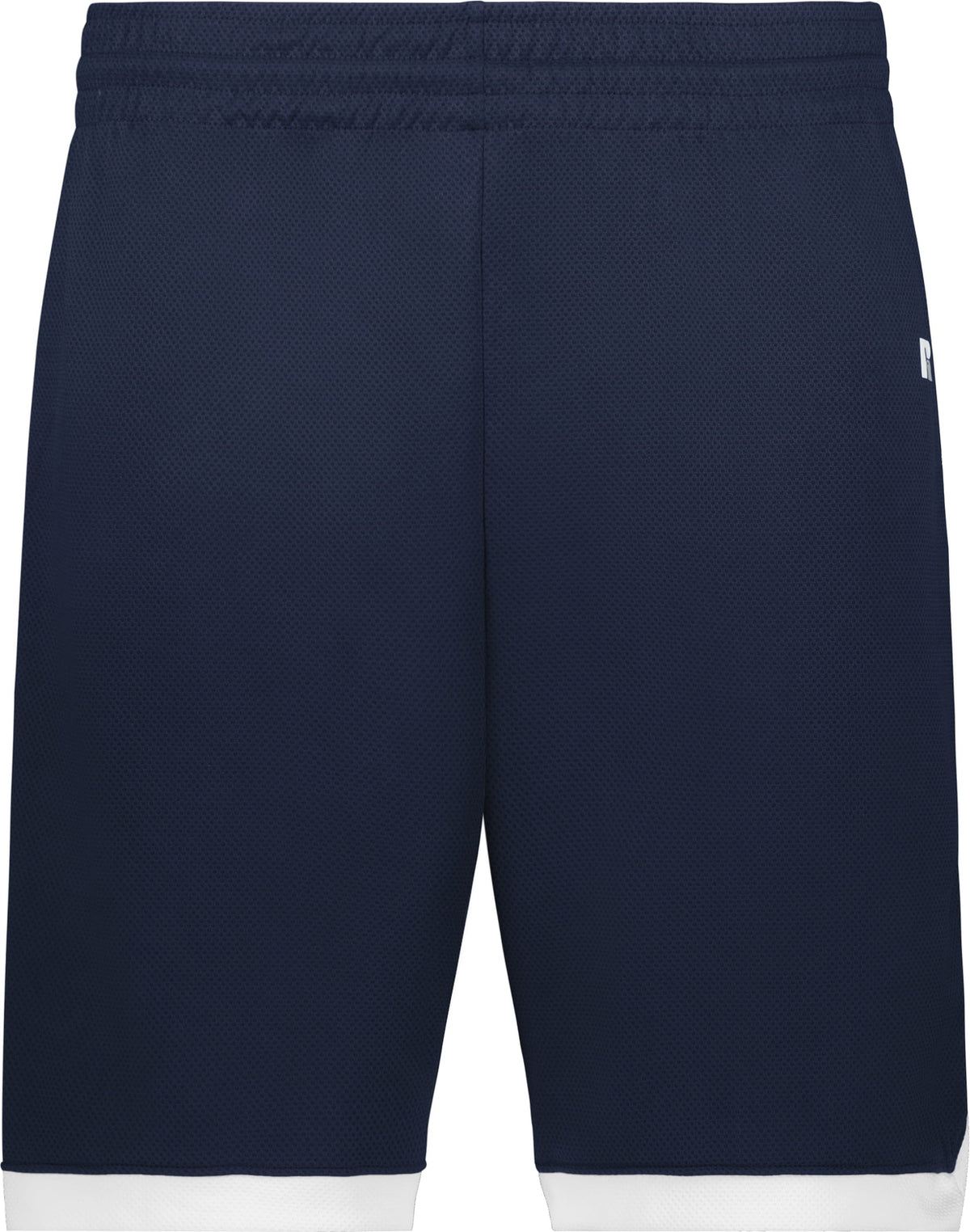 Front View of NAVY/WHITE YTH COOLCORE ELITE SHORTS