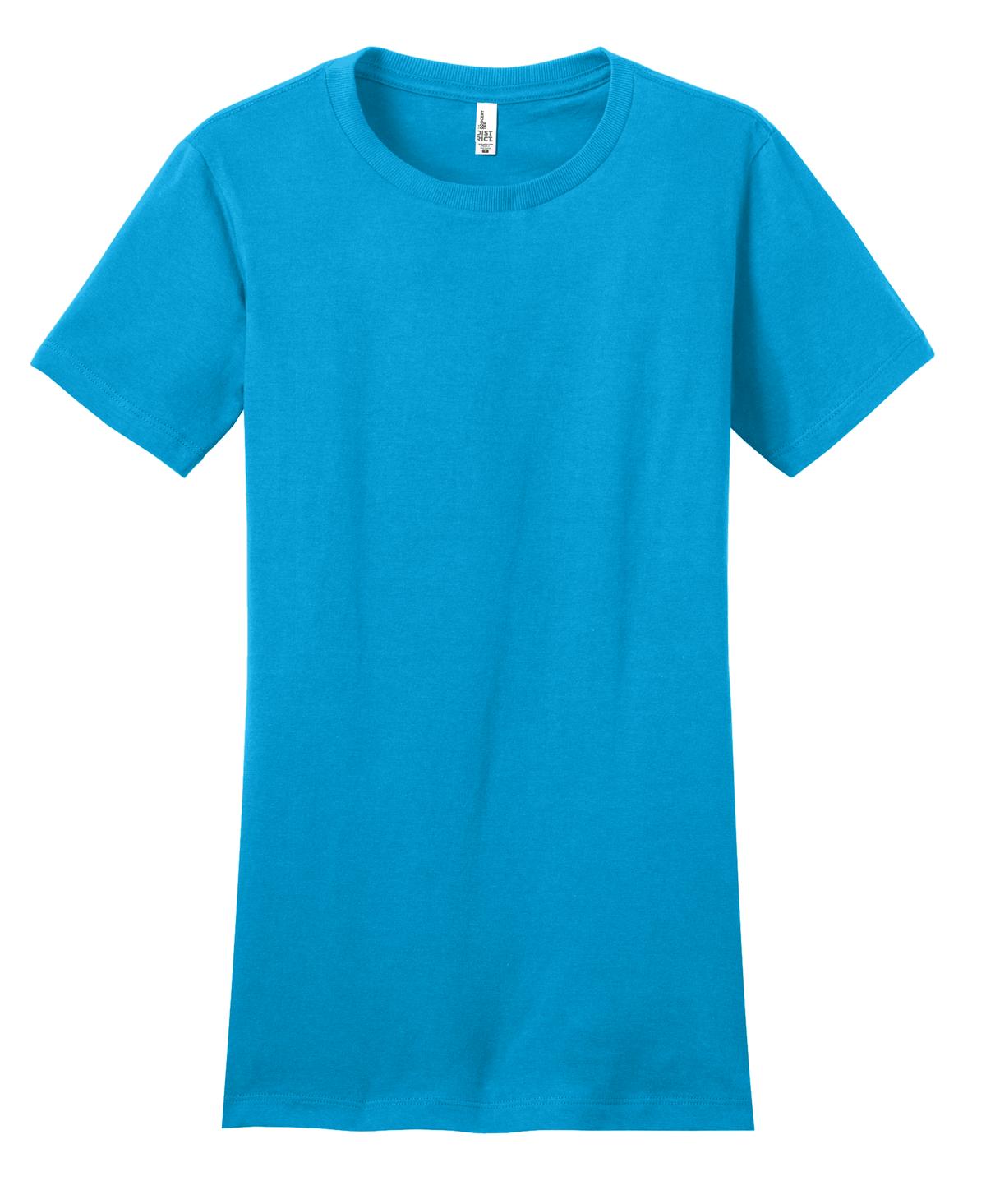 Front View of Neon Blue District Women's Fitted The Concert Tee DT5001