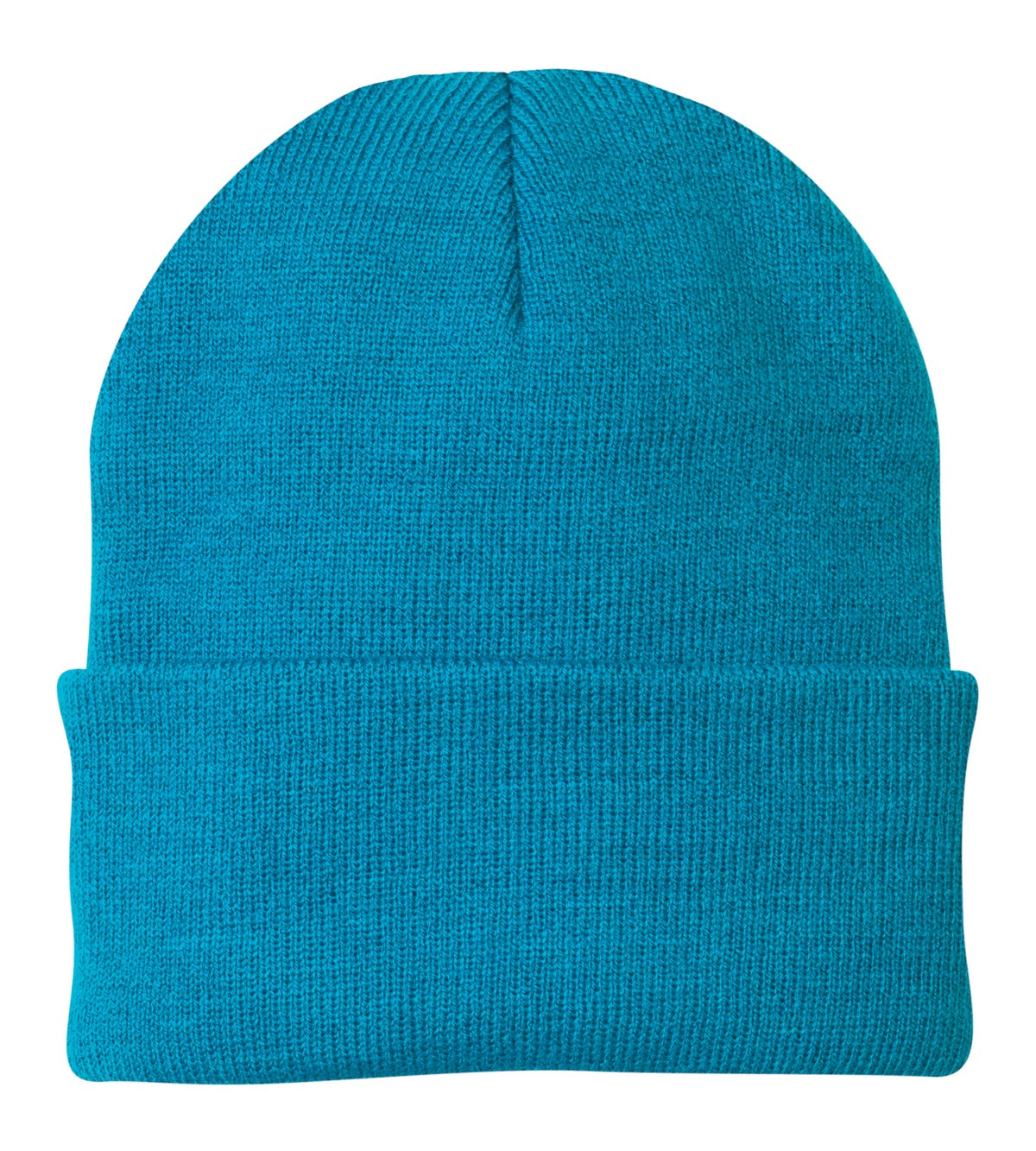 Front View of Neon Blue Port Authority Knit Cap. CP90