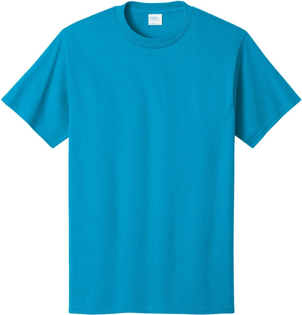 Front View of Neon Blue Port & Co Tall Core Cotton Tee PC54T