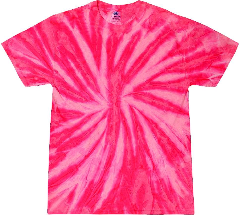 Front View of Neon Bubblegum Multi-Color Tie-Dyed T-Shirt - 1000