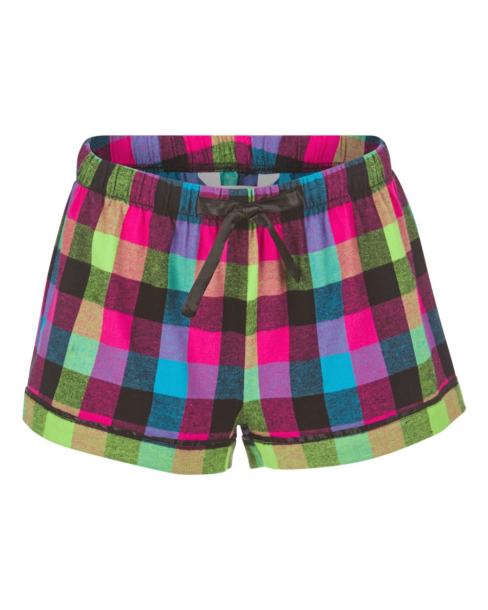 Front View of Neon Buffalo Women's Flannel Shorts - BW6501