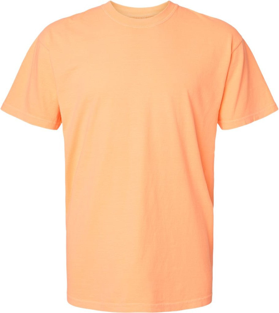 Front View of Neon Cantaloupe Garment-Dyed Heavyweight T-Shirt - 1717