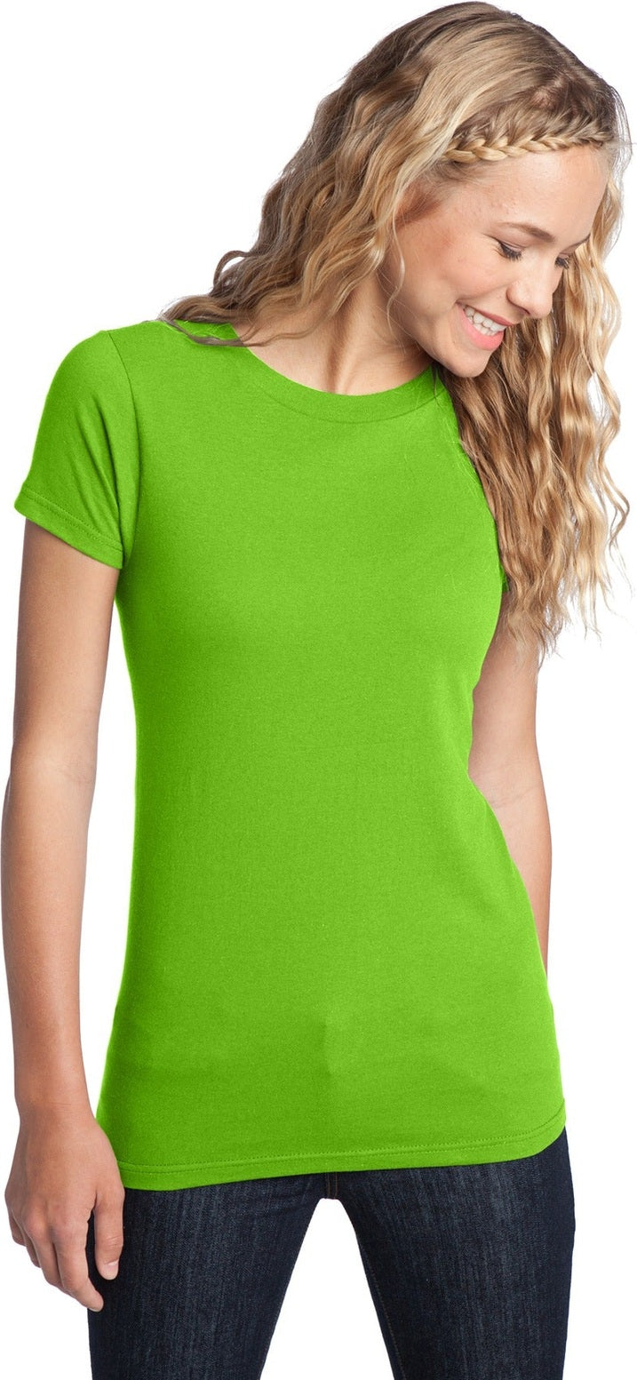 Front View of Neon Green District Women's Fitted The Concert Tee DT5001