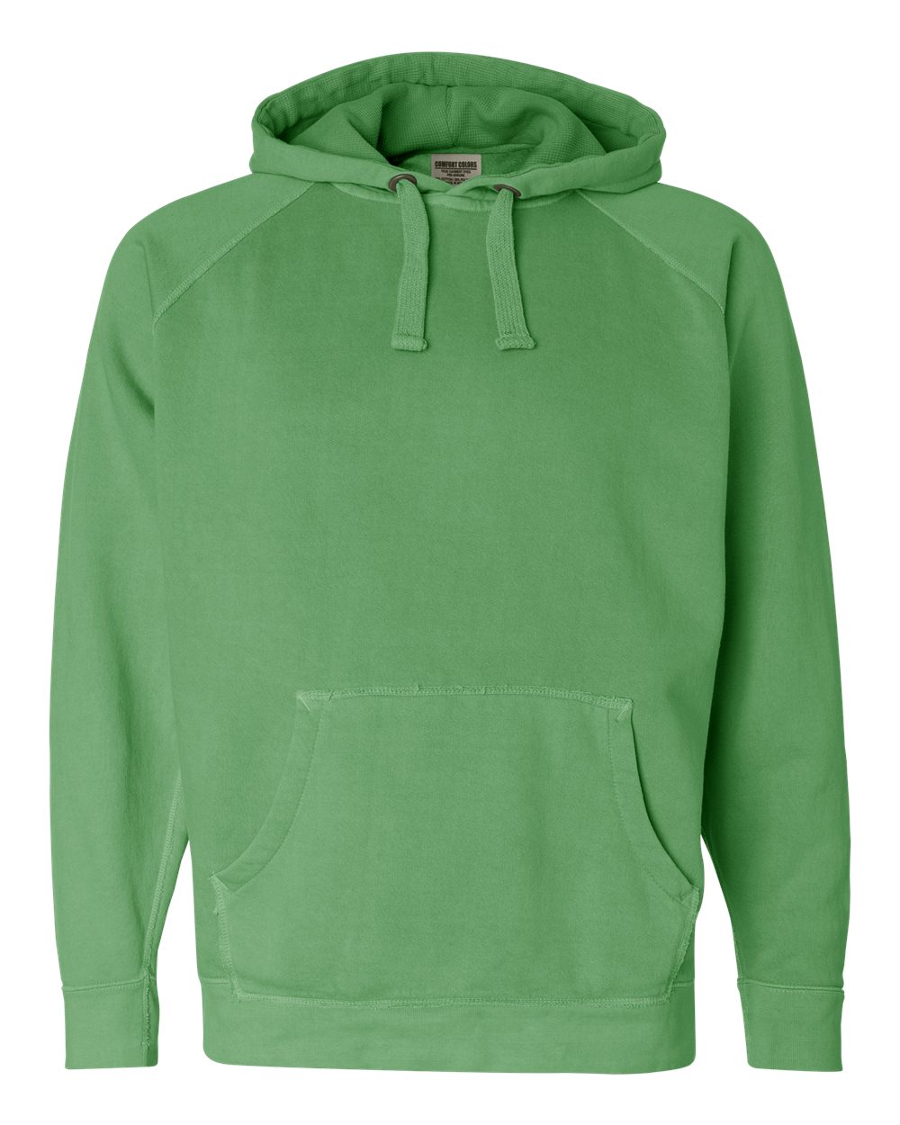 Front View of Neon Green Garment Dyed Hooded Sweatshirt - 1565