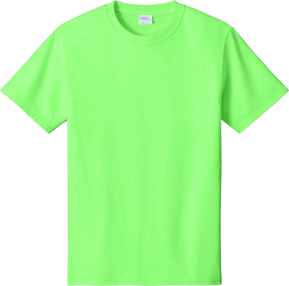 Front View of Neon Green Port & Co Tall Core Cotton Tee PC54T