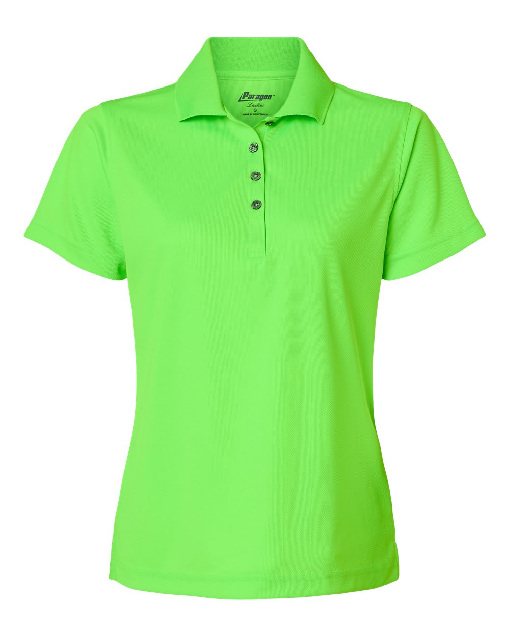 Front View of Neon Lime Women's Saratoga Performance Mini Mesh Polo - 104