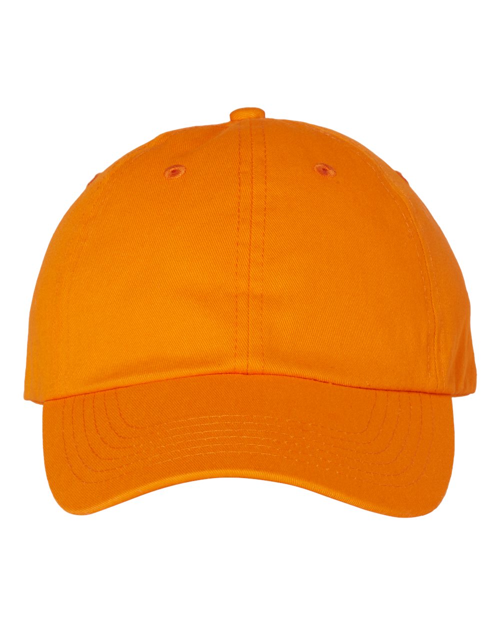 Front View of Neon Orange Bio-Washed Classic Dad Hat - VC300A