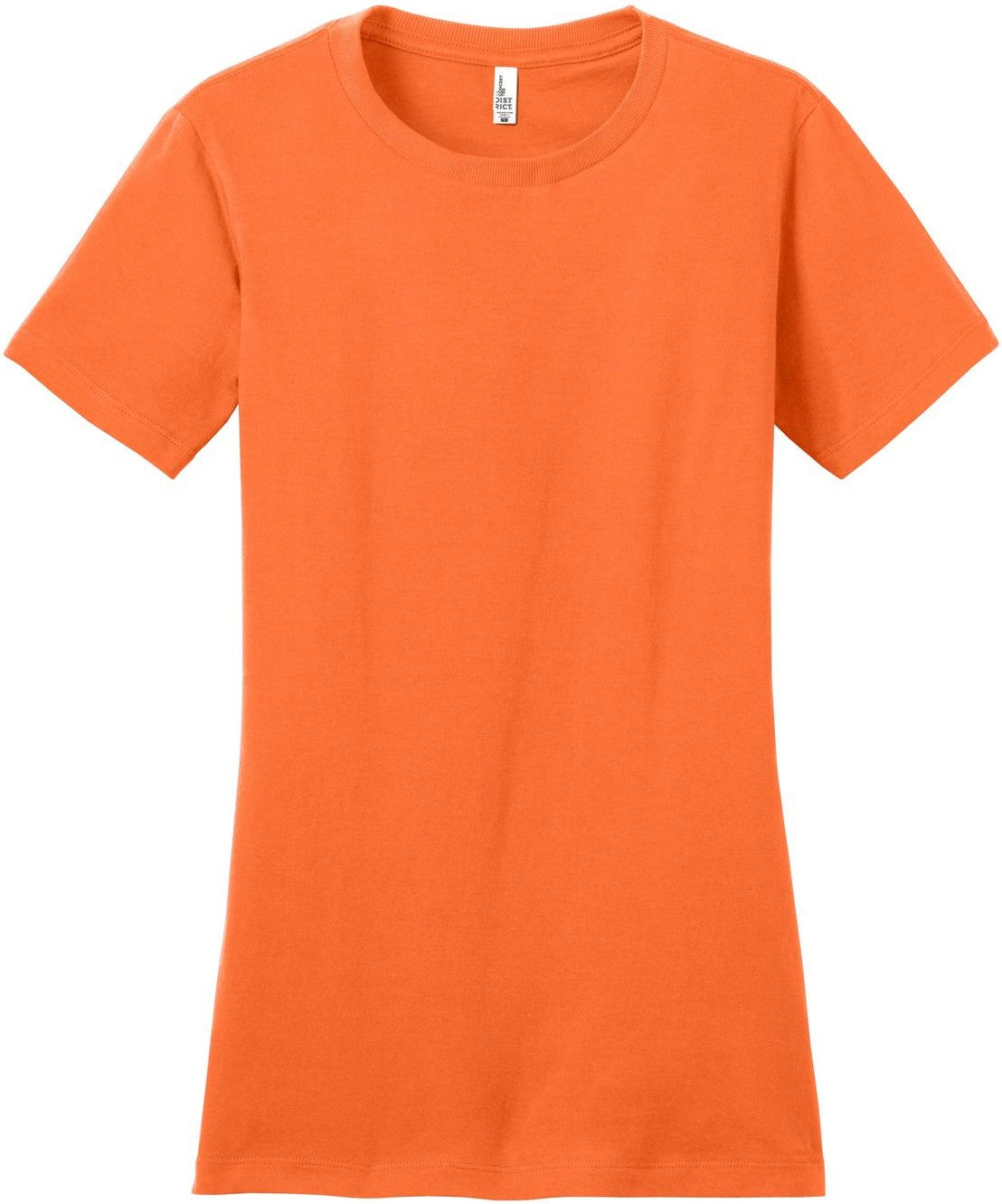 Front View of Neon Orange District Women's Fitted The Concert Tee DT5001