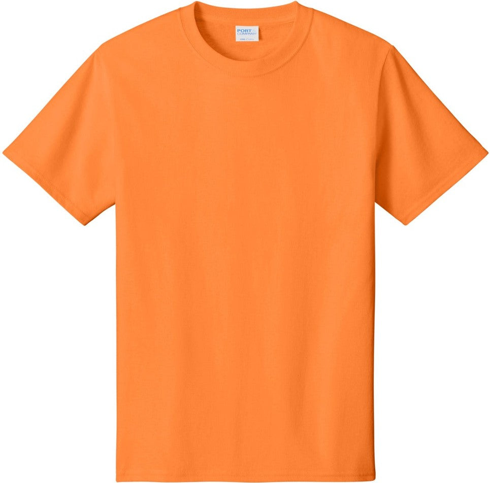 Front View of Neon Orange Port & Co Tall Core Cotton Tee PC54T