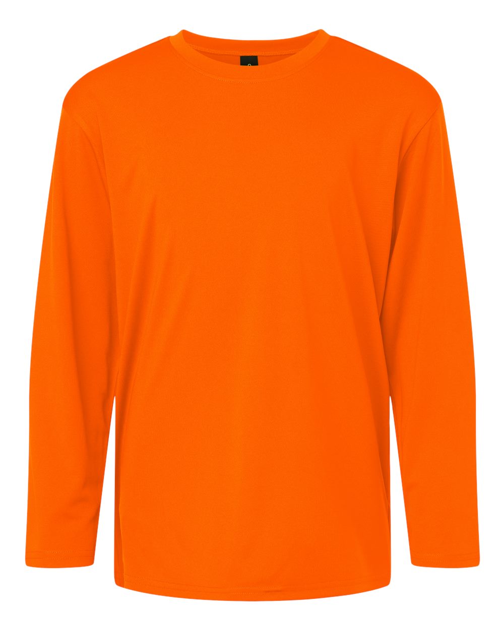 Front View of Neon Orange Pro-Lock Youth Performance Long Sleeve T-Shirt - 48400Y