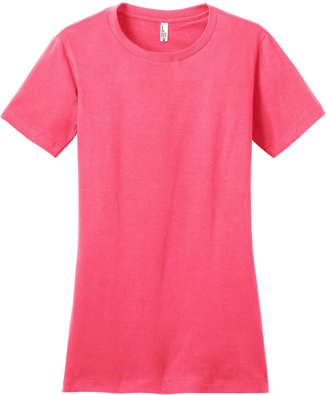 Front View of Neon Pink District Women's Fitted The Concert Tee DT5001