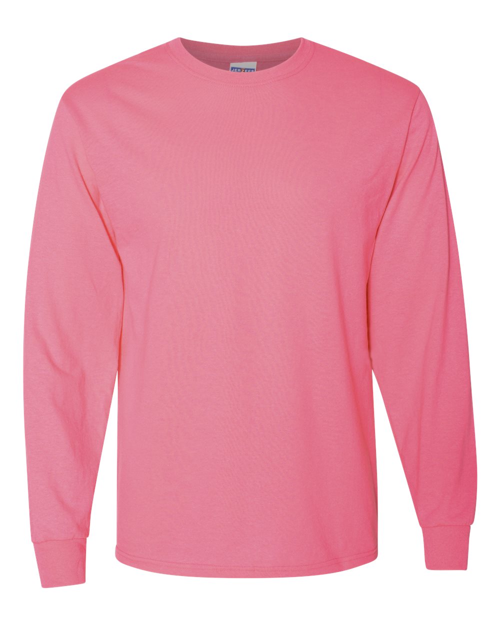 Front View of Neon Pink Dri-Power® Long Sleeve 50/50 T-Shirt - 29LSR