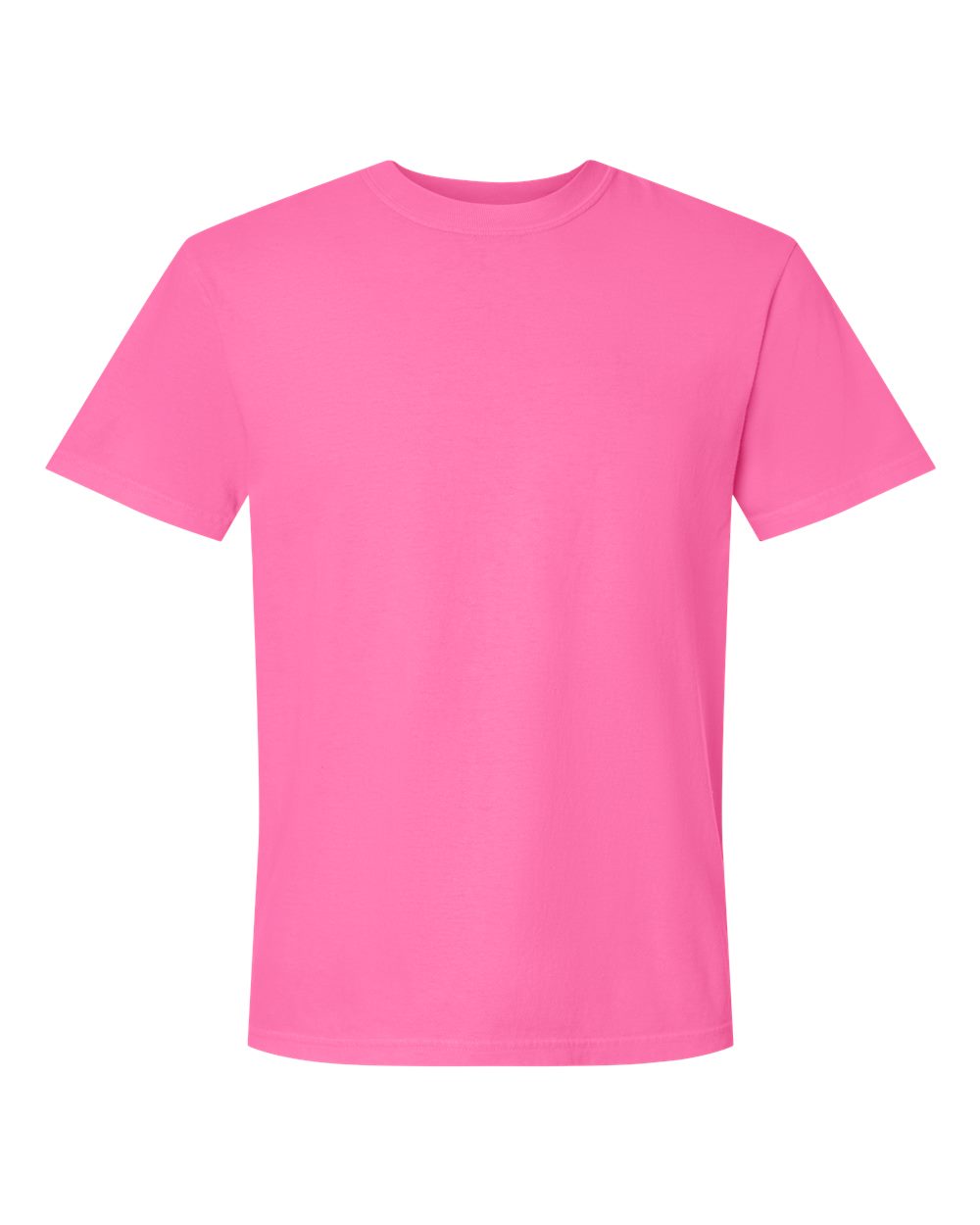 Front View of Neon Pink Garment-Dyed Heavyweight T-Shirt - 1717