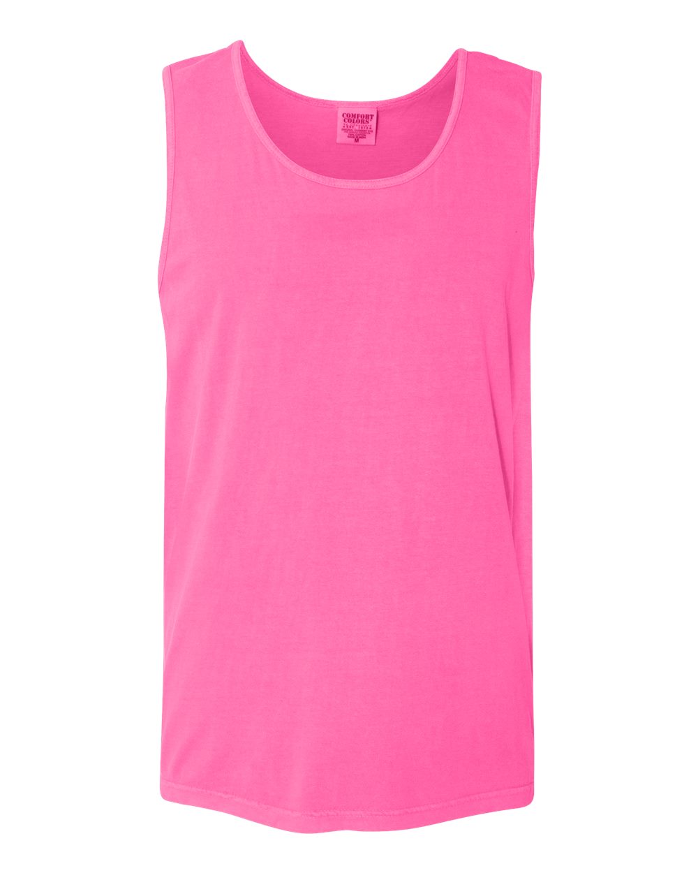 Front View of Neon Pink Garment-Dyed Heavyweight Tank Top - 9360