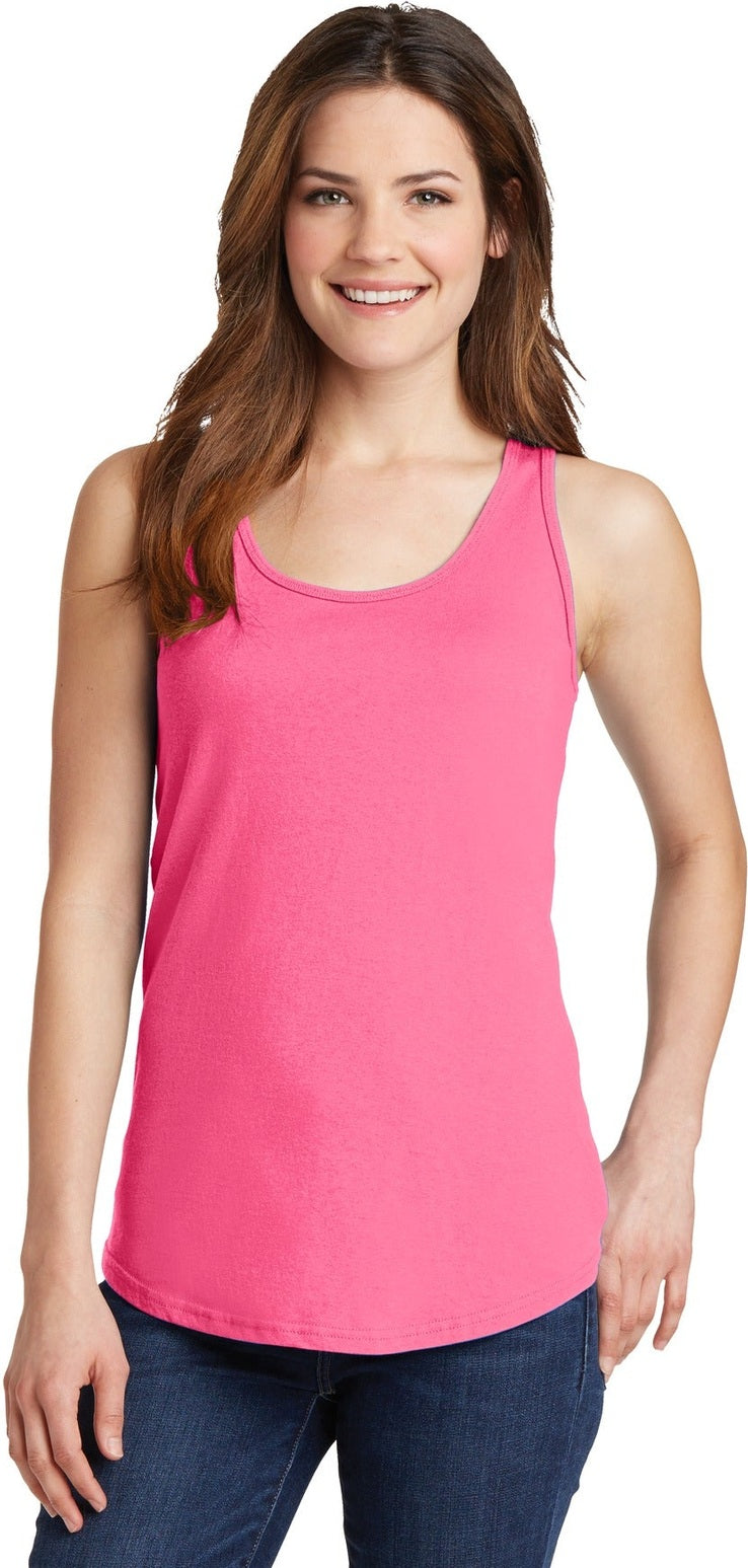 Front View of Neon Pink Port & Co Women's Core Cotton Tank Top. LPC54TT