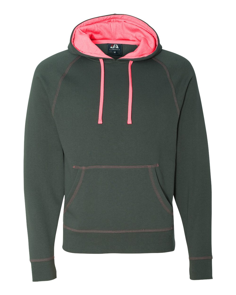 Front View of Neon Pink Shadow Fleece Hooded Sweatshirt - 8883