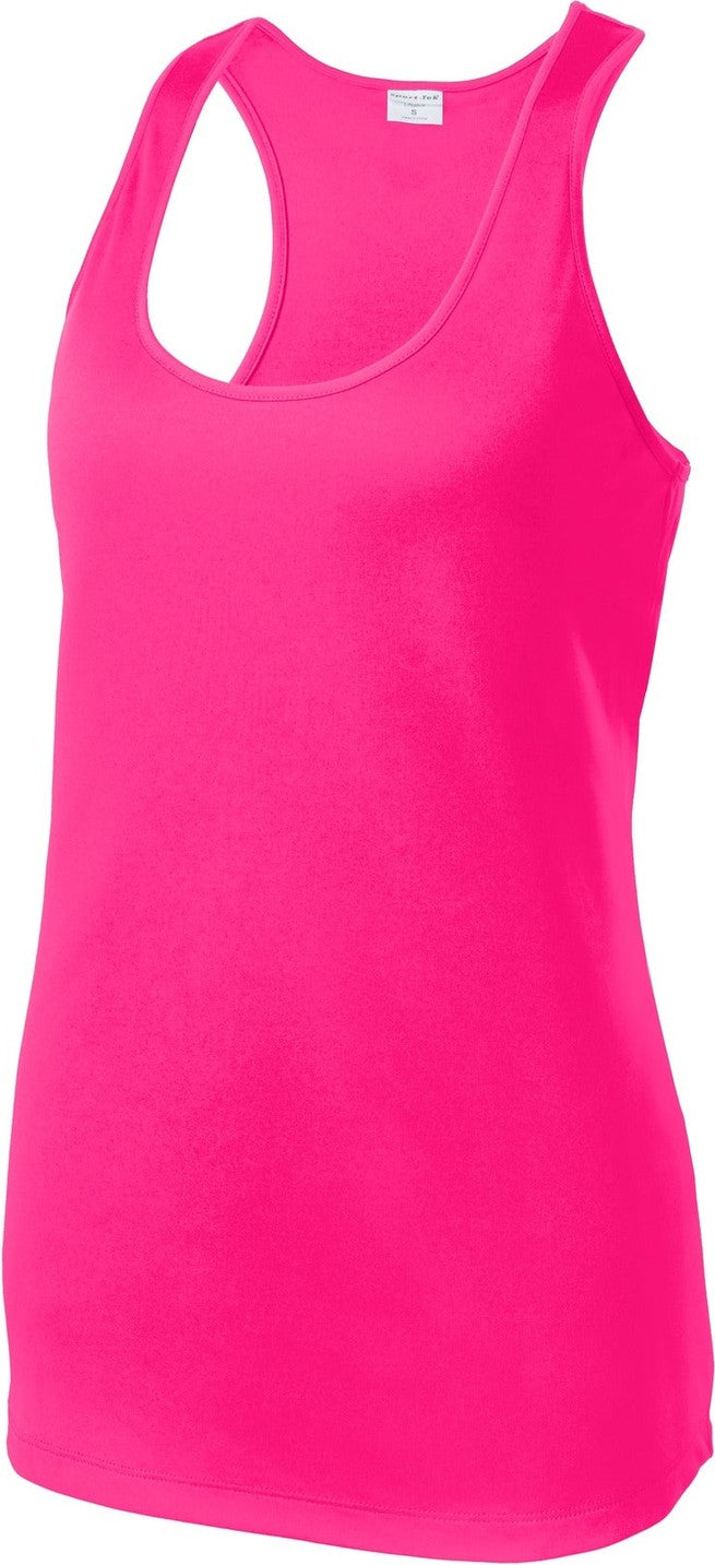 Front View of Neon Pink Sport-Tek Women's PosiCharge Competitor Racerback Tank. LST356