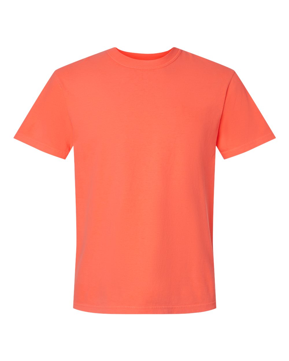 Front View of Neon Red Orange Garment-Dyed Heavyweight T-Shirt - 1717