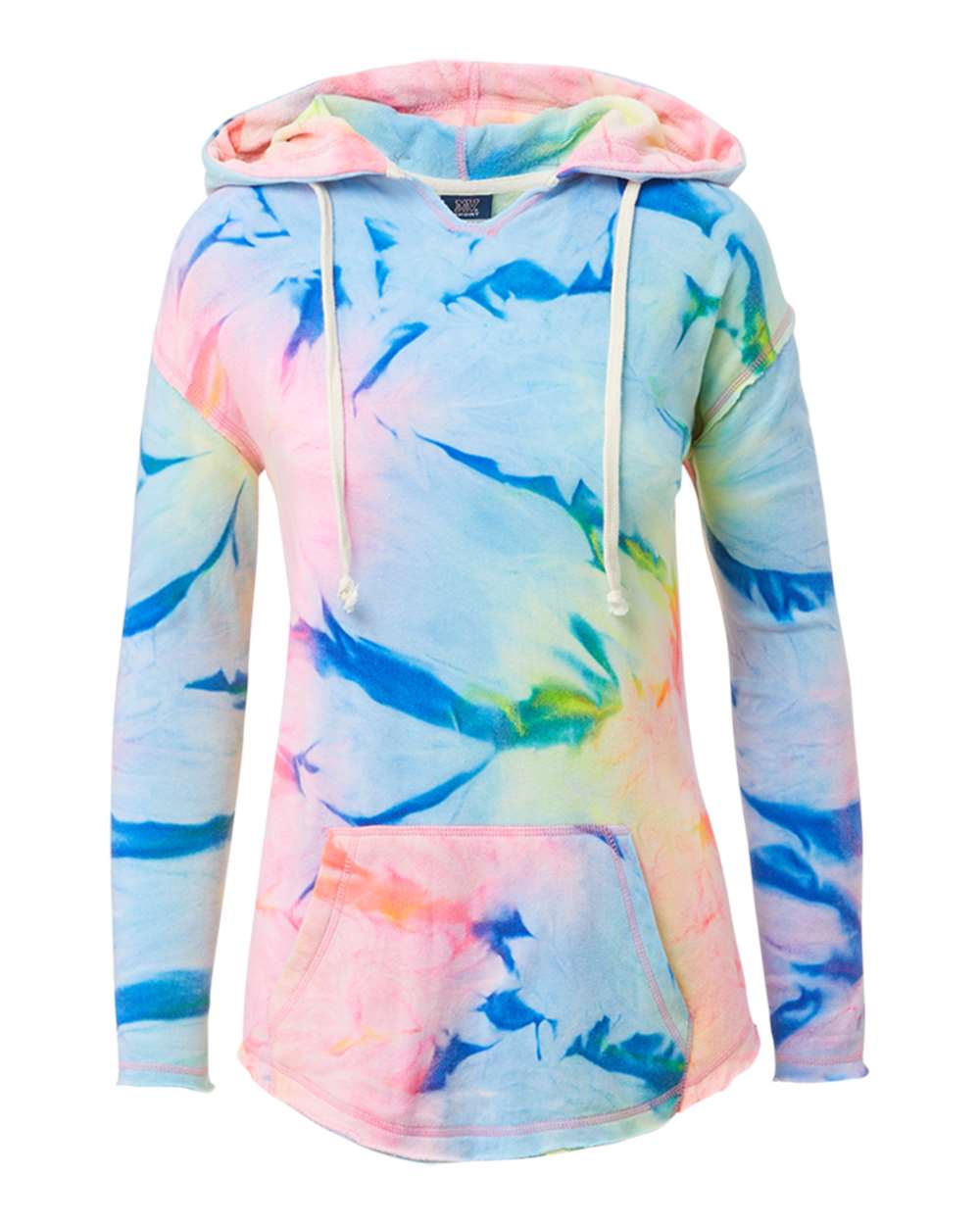 Front View of Neon Tie Dye Women&#39;s Angel Terry Nora Pullover - W17122